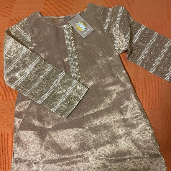 NWT Beechtree Gold Kurta with Embroidered and Sequined Sleeves and Neckline 8 - Picture 3 of 9